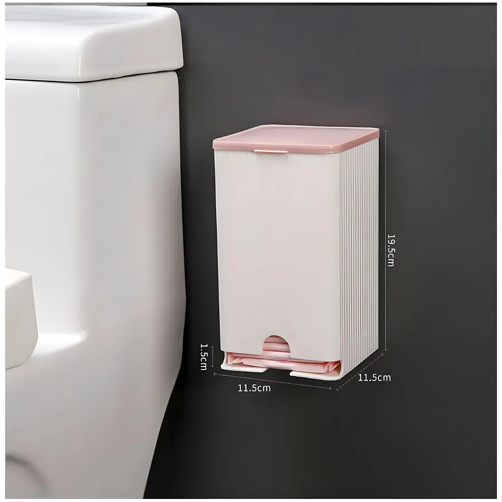 Sanitary Pads Dispenser Wall-Mounted Sanitary Napkin Storage Box Dust-Proof- Pink White 19.5cm x 11.5cm