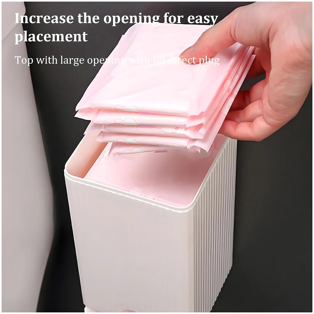 Sanitary Pads Dispenser Wall-Mounted Sanitary Napkin Storage Box Dust-Proof- Pink White 19.5cm x 11.5cm