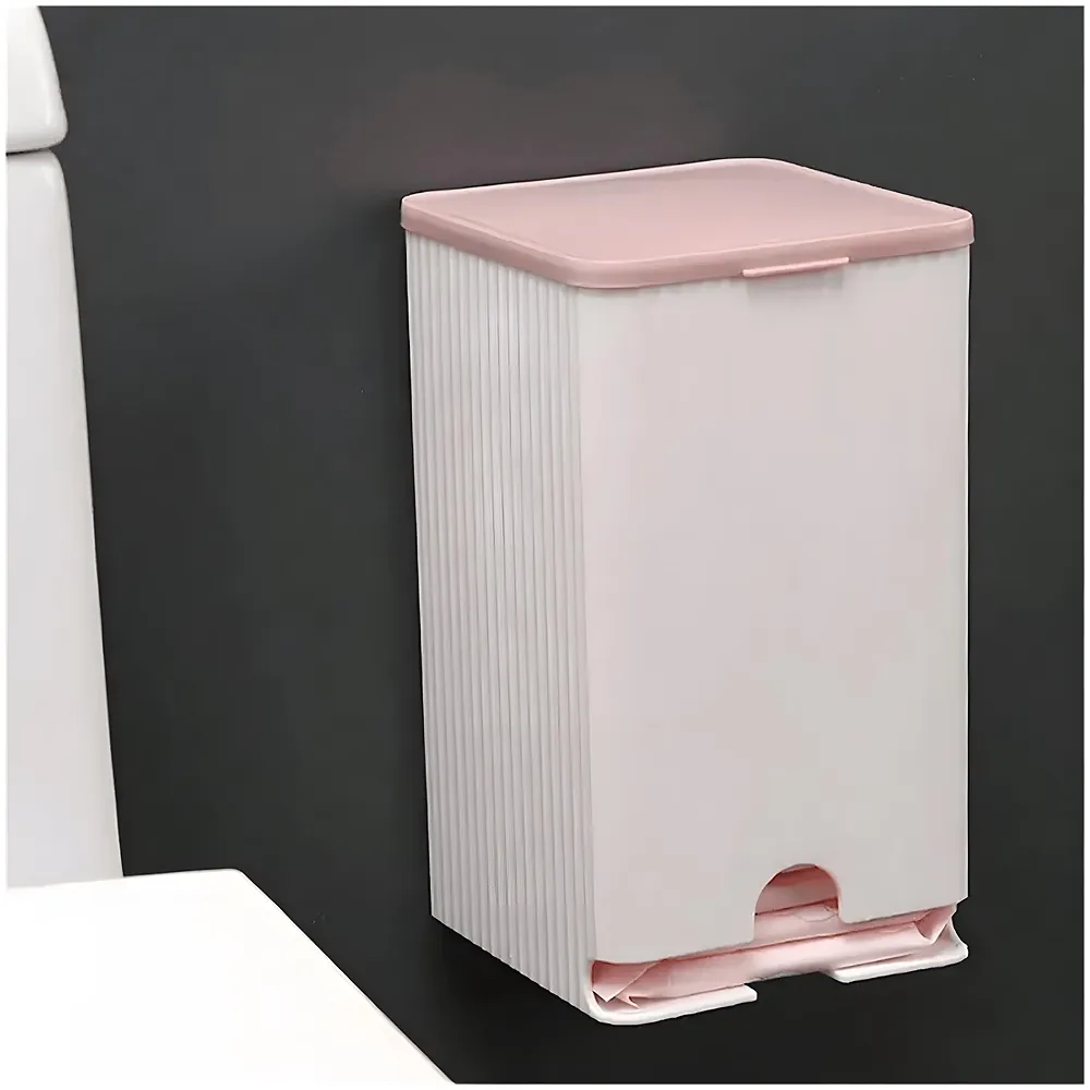 Sanitary Pads Dispenser Wall-Mounted Sanitary Napkin Storage Box Dust-Proof- Pink White 19.5cm x 11.5cm