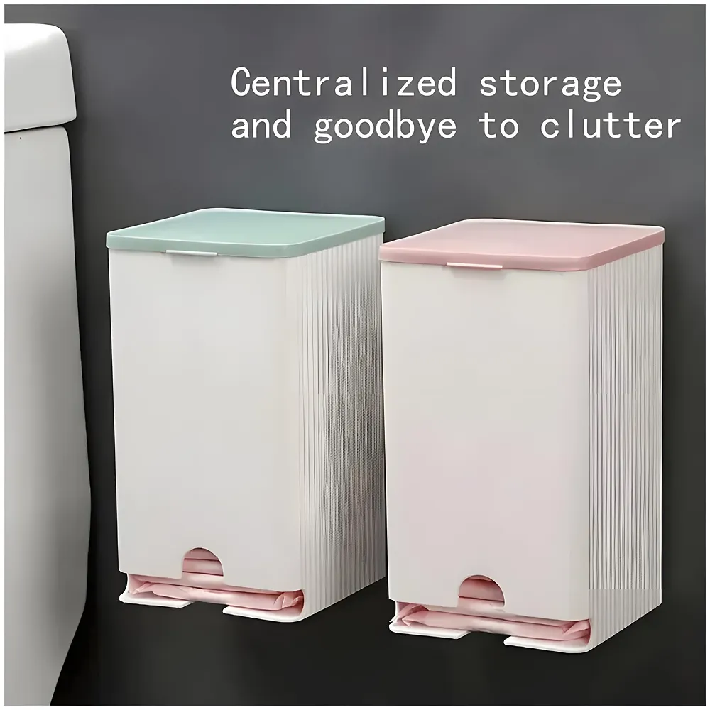 Sanitary Pads Dispenser Wall-Mounted Sanitary Napkin Storage Box Dust-Proof- Pink White 19.5cm x 11.5cm