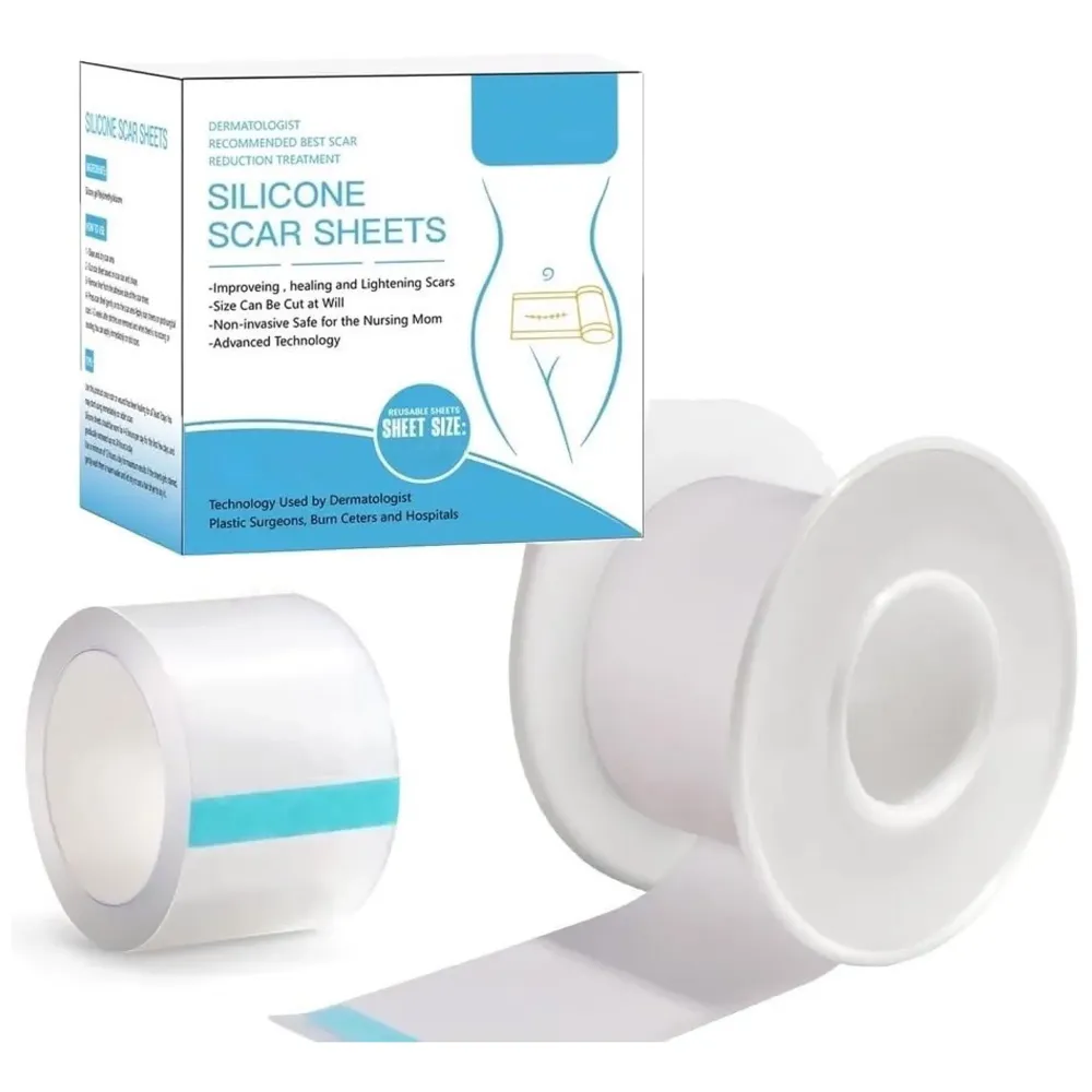 Bioline Clear Silicon Scar Sheet 4 x 150 Cm for Healing Scars Transparent tear silicone tape roll for hypertrophic scars and keloids caused by surgery, medical silicone for scar removal