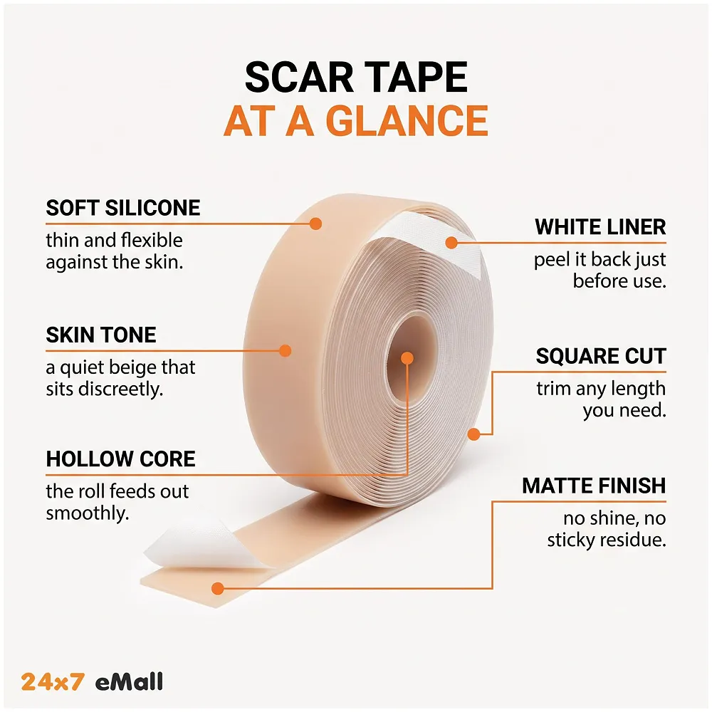 Silicon Scar Sheet 4 x 150 Cm for Healing Scars Transparent tear silicone tape roll for hypertrophic scars and keloids caused by surgery, medical silicone for scar removal