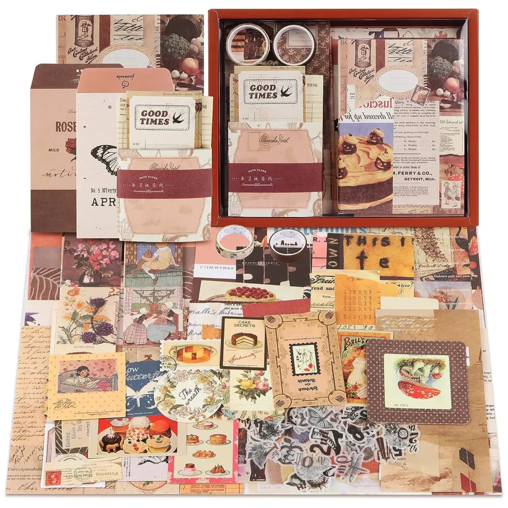 346pcs Journal Supplies Kit Vintage Scrapbook Stickers Art journaling kit. Journal Schedulers DIY Paper Stickers for Decoration Notebook Collage Album Aesthetic Tape (Good Times)