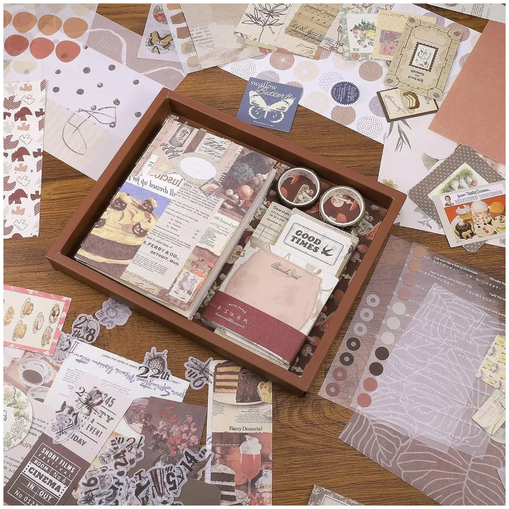 346pcs Journal Supplies Kit Vintage Scrapbook Stickers Art journaling kit. Journal Schedulers DIY Paper Stickers for Decoration Notebook Collage Album Aesthetic Tape (Good Times)
