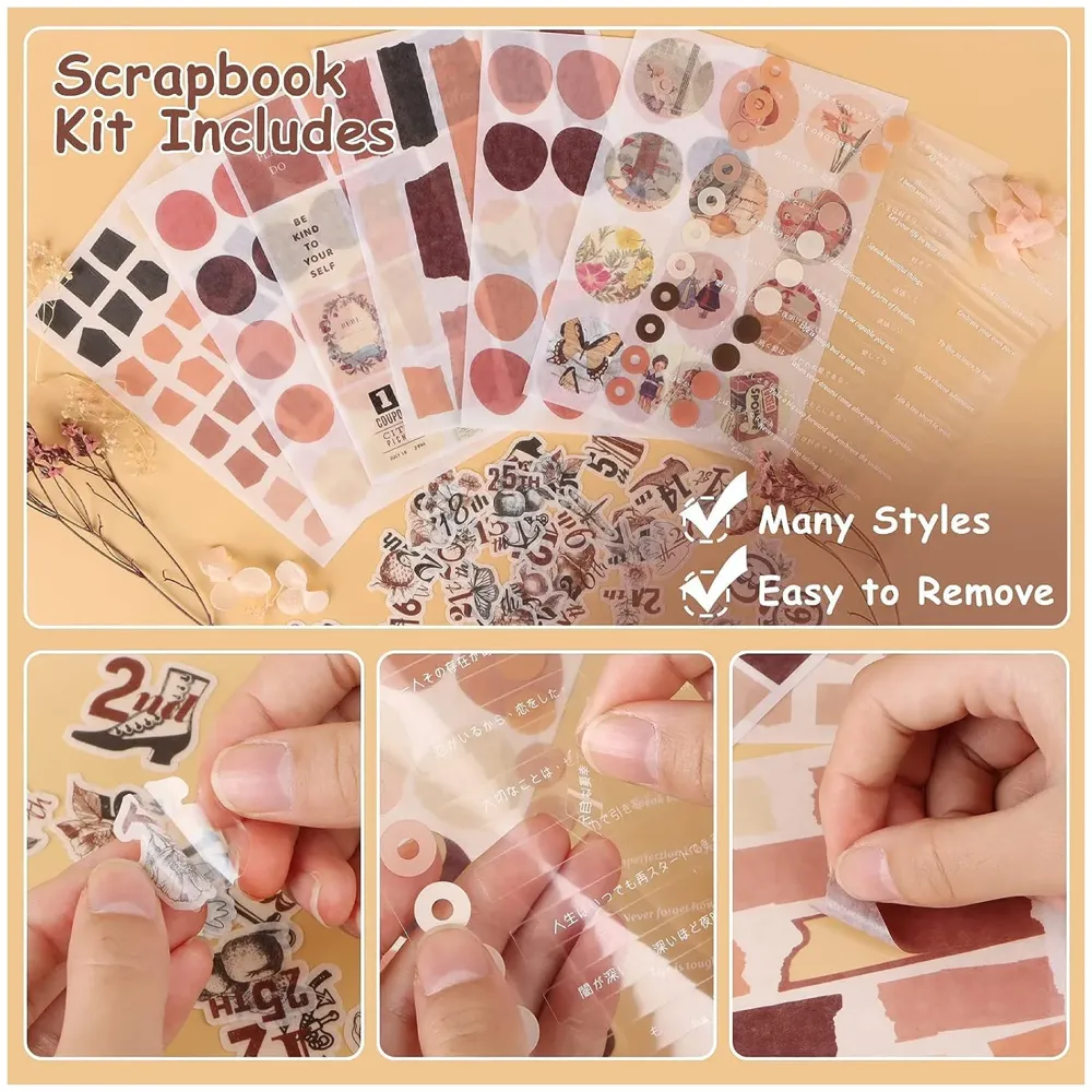 346pcs Journal Supplies Kit Vintage Scrapbook Stickers Art journaling kit. Journal Schedulers DIY Paper Stickers for Decoration Notebook Collage Album Aesthetic Tape (Good Times)