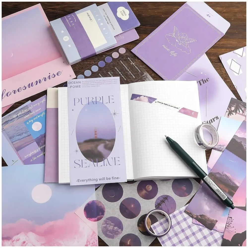 346pcs Journal Supplies Kit Vintage Scrapbook Stickers Art journaling kit. Journal Schedulers DIY Paper Stickers for Decoration Notebook Collage Album Aesthetic Tape (Moon Light)