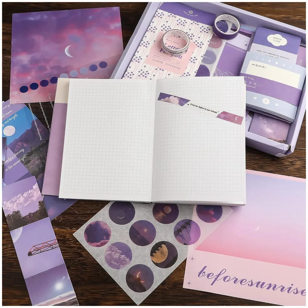 346pcs Journal Supplies Kit Vintage Scrapbook Stickers Art journaling kit. Journal Schedulers DIY Paper Stickers for Decoration Notebook Collage Album Aesthetic Tape (Moon Light)
