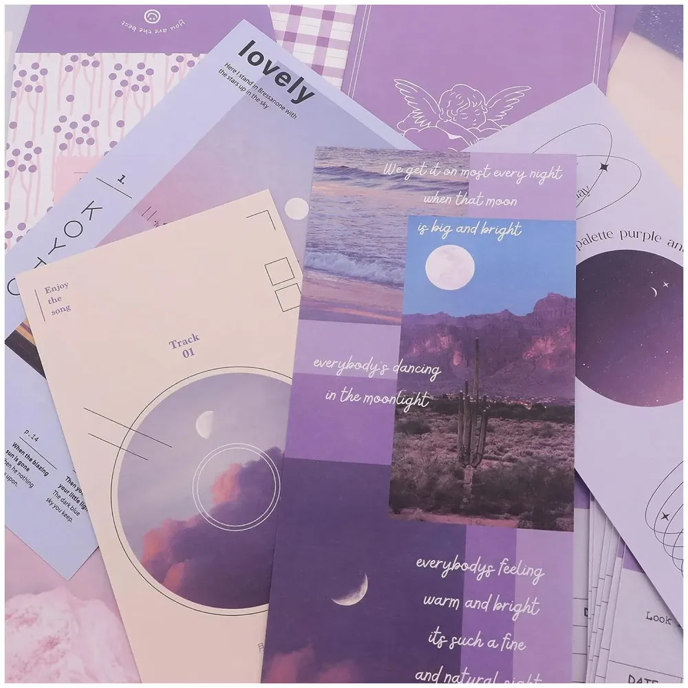 346pcs Journal Supplies Kit Vintage Scrapbook Stickers Art journaling kit. Journal Schedulers DIY Paper Stickers for Decoration Notebook Collage Album Aesthetic Tape (Moon Light)