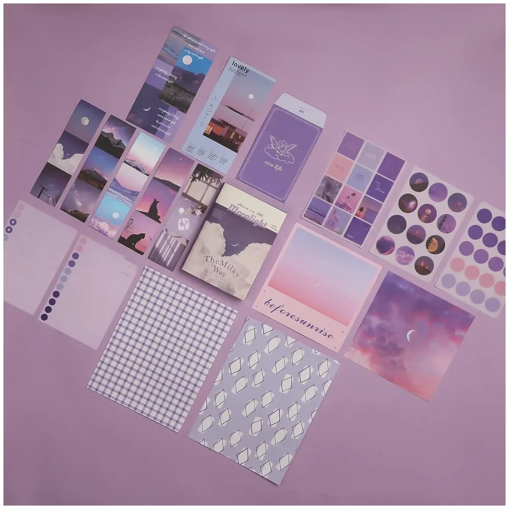 346pcs Journal Supplies Kit Vintage Scrapbook Stickers Art journaling kit. Journal Schedulers DIY Paper Stickers for Decoration Notebook Collage Album Aesthetic Tape (Moon Light)