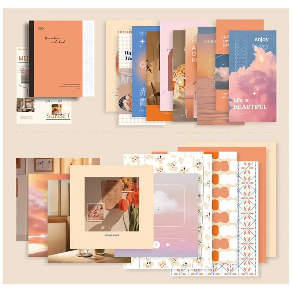 346Pcs Journal Supplies Kit Vintage Scrapbook Stickers Art Journaling Kit. Journal Schedulers Diy Paper Stickers For Decoration Notebook Collage Album Aesthetic Tape (Sunset), Multicolor