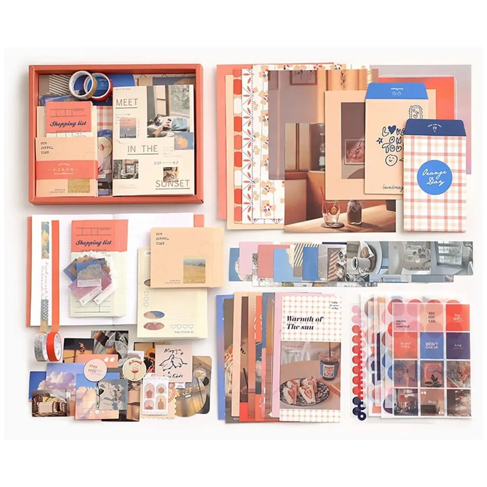 346Pcs Journal Supplies Kit Vintage Scrapbook Stickers Art Journaling Kit. Journal Schedulers Diy Paper Stickers For Decoration Notebook Collage Album Aesthetic Tape (Sunset), Multicolor