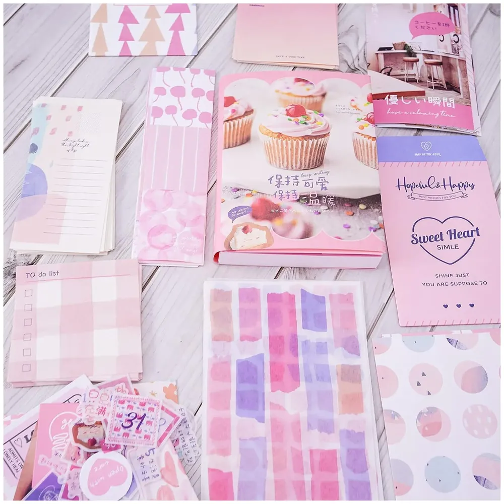 346Pcs Journal Supplies Kit Vintage Scrapbook Stickers Art Journaling Kit Journal Scheduler Diy Paper Stickers For Decoration Notebook Collage Album Aesthetic Tape(Sweet Heart), Multicolor