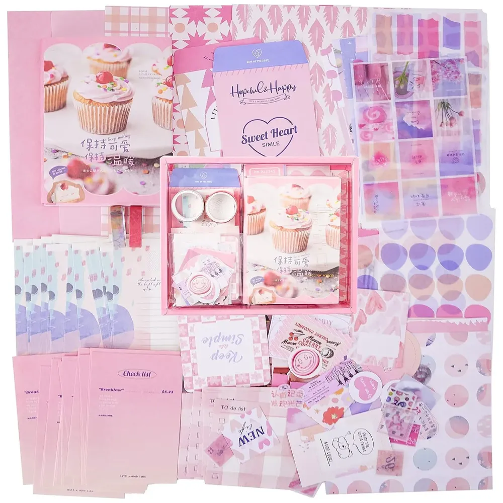 346Pcs Journal Supplies Kit Vintage Scrapbook Stickers Art Journaling Kit Journal Scheduler Diy Paper Stickers For Decoration Notebook Collage Album Aesthetic Tape(Sweet Heart), Multicolor