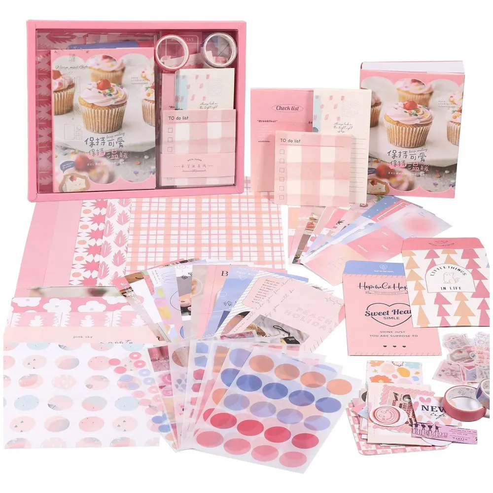 346Pcs Journal Supplies Kit Vintage Scrapbook Stickers Art Journaling Kit Journal Scheduler Diy Paper Stickers For Decoration Notebook Collage Album Aesthetic Tape(Sweet Heart), Multicolor