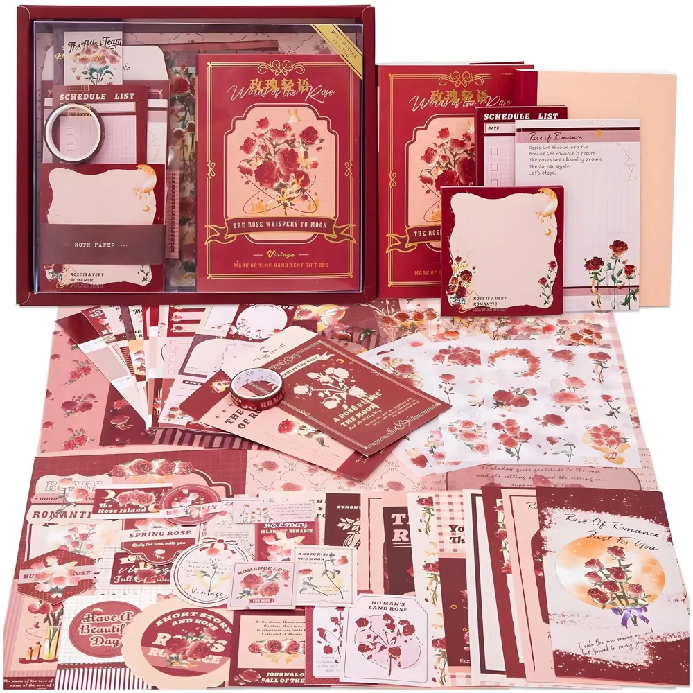 346pcs Journal Supplies Kit Vintage Scrapbook Stickers Art journaling kit. Journal Schedulers DIY Paper Stickers for Decoration Notebook Collage Album Aesthetic Tape (Rose)
