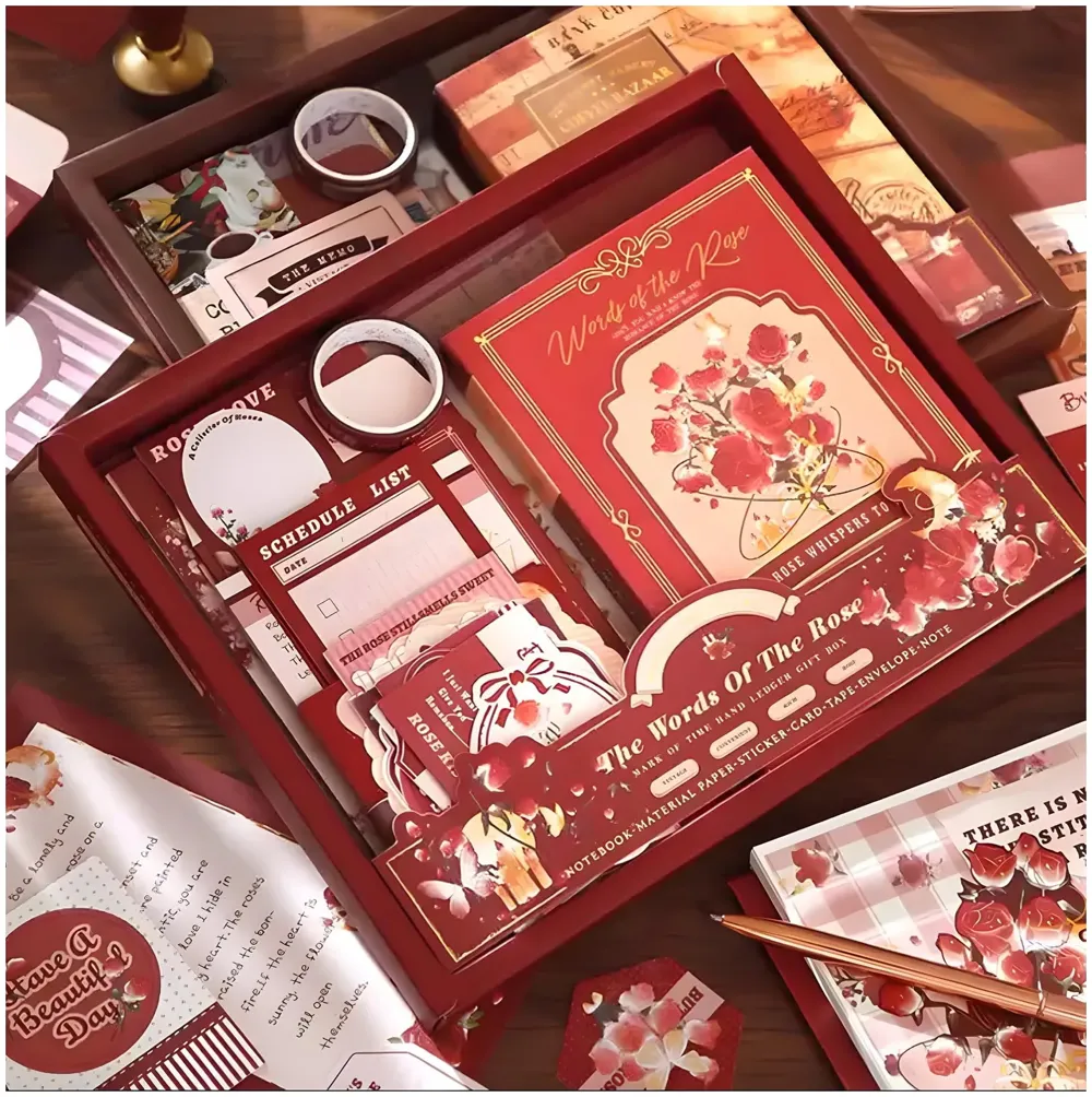 346pcs Journal Supplies Kit Vintage Scrapbook Stickers Art journaling kit. Journal Schedulers DIY Paper Stickers for Decoration Notebook Collage Album Aesthetic Tape (Rose) - 7