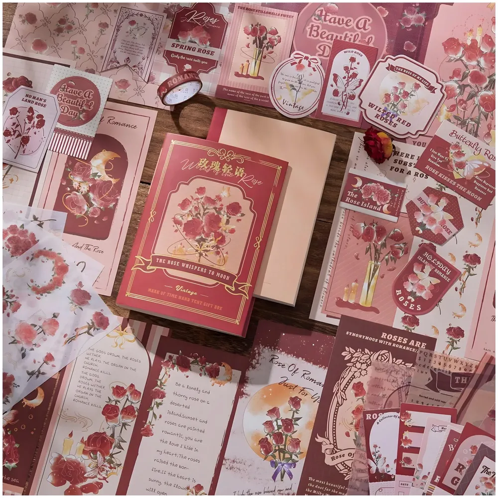 346pcs Journal Supplies Kit Vintage Scrapbook Stickers Art journaling kit. Journal Schedulers DIY Paper Stickers for Decoration Notebook Collage Album Aesthetic Tape (Rose)