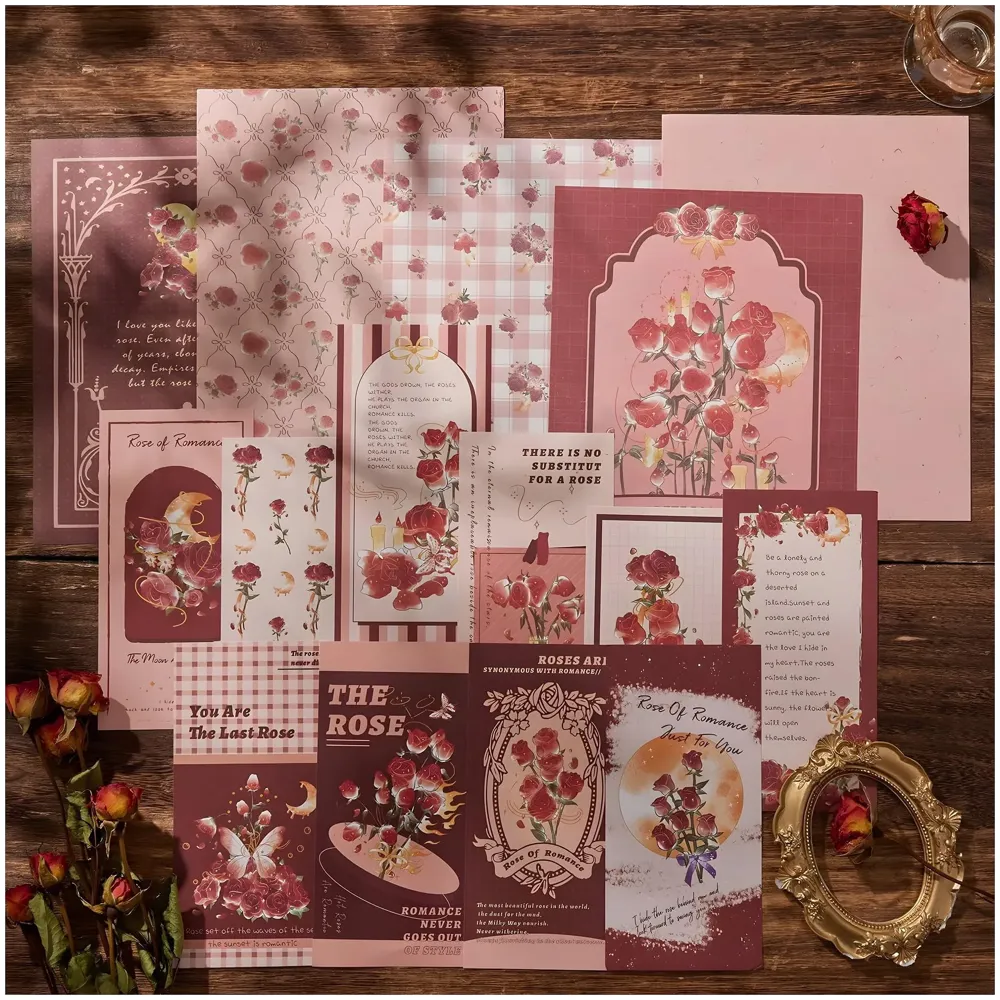 346pcs Journal Supplies Kit Vintage Scrapbook Stickers Art journaling kit. Journal Schedulers DIY Paper Stickers for Decoration Notebook Collage Album Aesthetic Tape (Rose)
