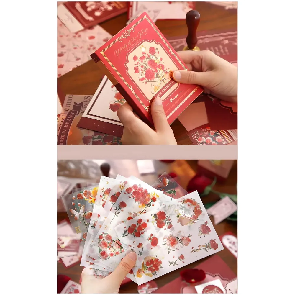 346pcs Journal Supplies Kit Vintage Scrapbook Stickers Art journaling kit. Journal Schedulers DIY Paper Stickers for Decoration Notebook Collage Album Aesthetic Tape (Rose)