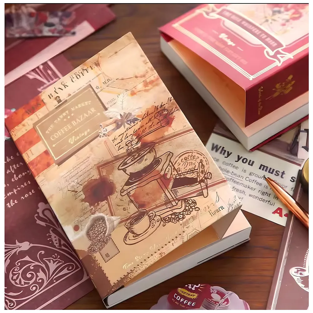 346 Pcs Journal Kit Vintage Scrapbook Stickers Coffee DIY Set