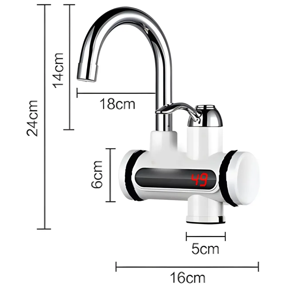 Instant Electric Water Heater Faucet Tap Mixer Hot Tap for Kitchen Bathroom LCD Temperature Electric Heating Tankless Water Heaters with Tap Adjustable