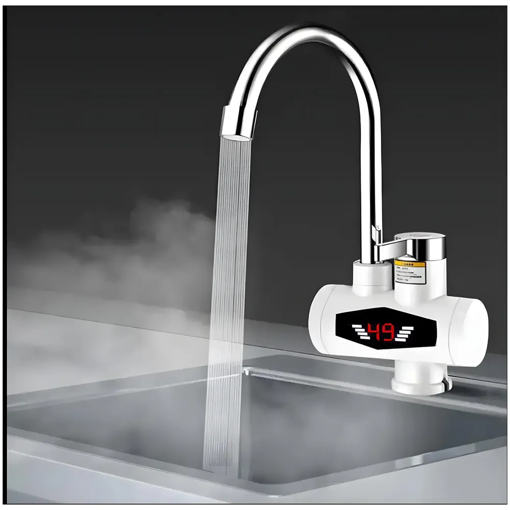 Instant Electric Water Heater Faucet Tap Mixer Hot Tap for Kitchen Bathroom LCD Temperature Electric Heating Tankless Water Heaters with Tap Adjustable