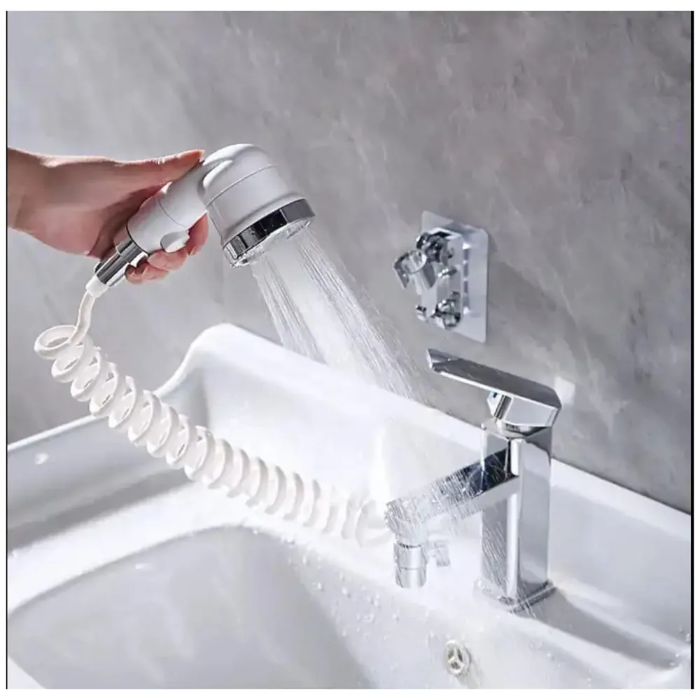 Tap Extension with Hand Shower for Shampoo Hair wash in Basin Faucet 2 in 1 Valve to divert Water Bathroom Spray with Filter wash Head in Basin (Tap Not Included)