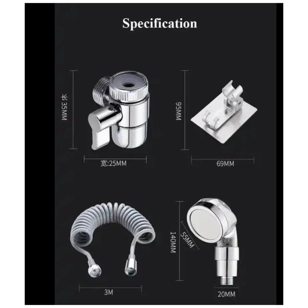 Tap Extension with Hand Shower for Shampoo Hair wash in Basin Faucet 2 in 1 Valve to divert Water Bathroom Spray with Filter wash Head in Basin (Tap Not Included)