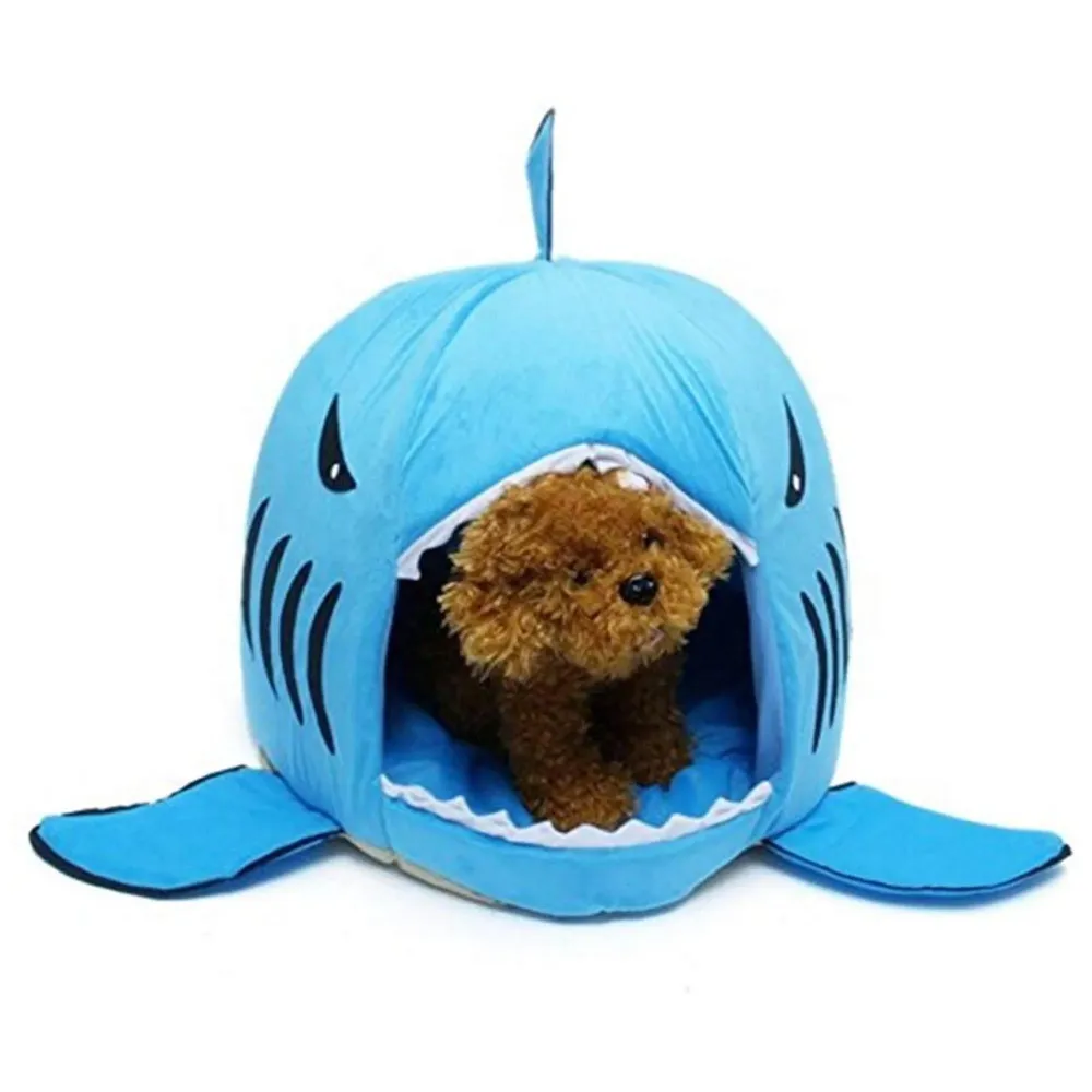 Shark Pet House with Removable Bed Cushion Mat for Dogs and Cats (Regular 42 x 42 x 38 Cm)