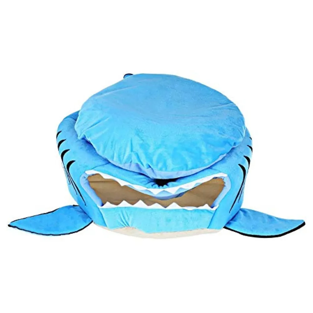 Shark Pet House with Removable Bed Cushion Mat for Dogs and Cats (Regular 42 x 42 x 38 Cm)
