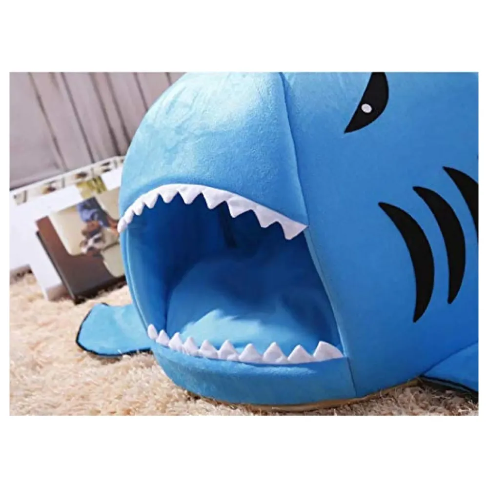 Shark Pet House with Removable Bed Cushion Mat for Dogs and Cats (Regular 42 x 42 x 38 Cm)