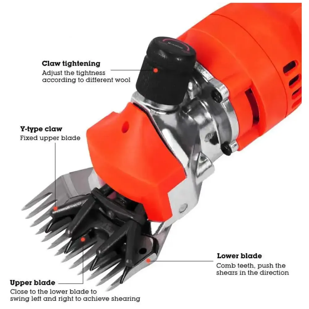 Unisex 1200W Electric Shearing Clipper Pet Sheep Shear Goat Farm Wool Cut Trimmer 220V For Wool Electric Sheep Shearing, Red Professional Grooming Livestock Thick Coat - 3