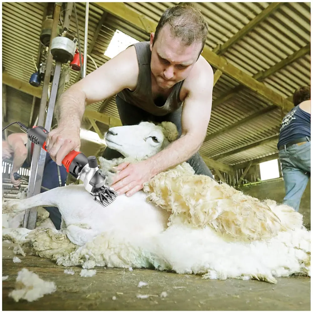 Unisex 1200W Electric Shearing Clipper Pet Sheep Shear Goat Farm Wool Cut Trimmer 220V For Wool Electric Sheep Shearing, Red Professional Grooming Livestock Thick Coat - 5