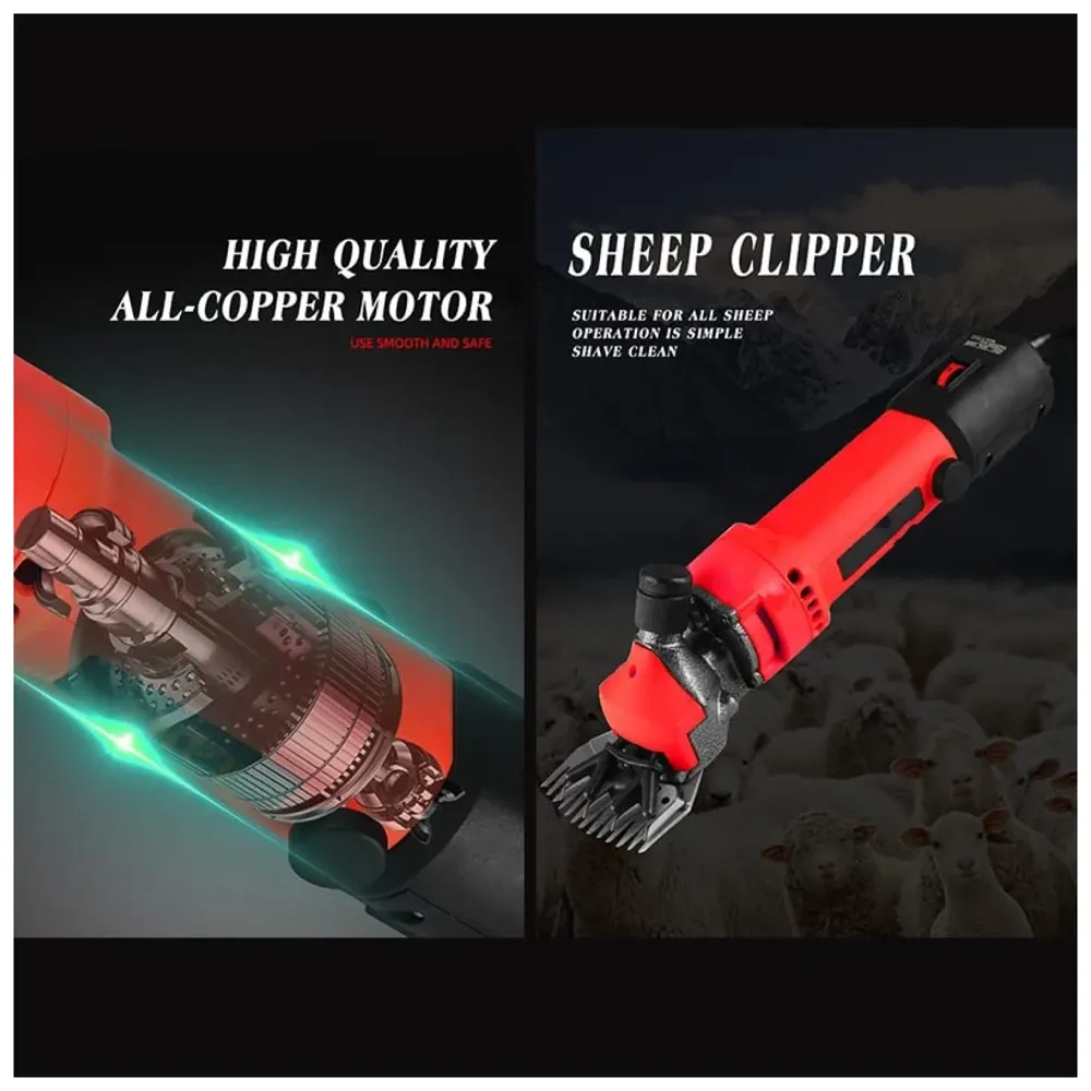 Electric Sheep Shearing Clipper, 1200W Professional Grooming for Livestock, Pet Goat Farm Wool Trimmer, Red, 220V