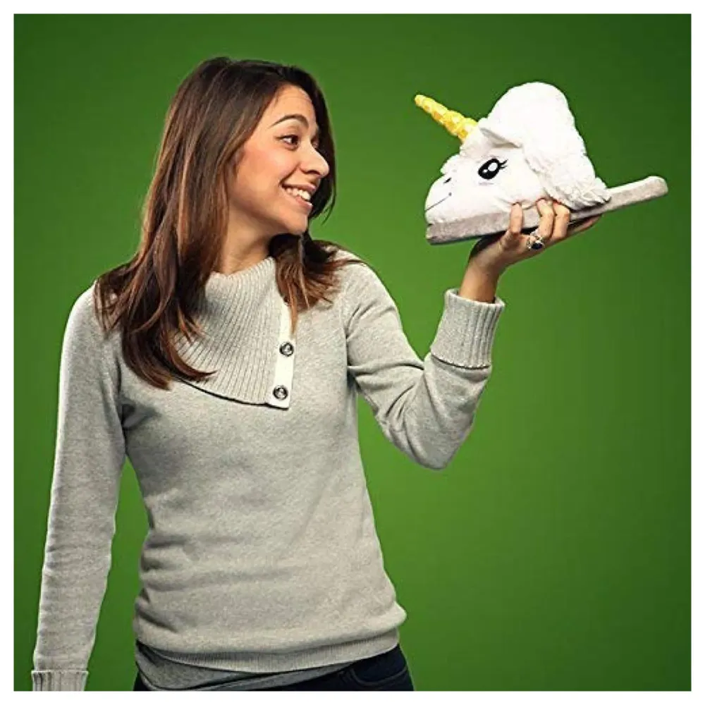 Unicorn plush slippers white for home and bathroom - 3