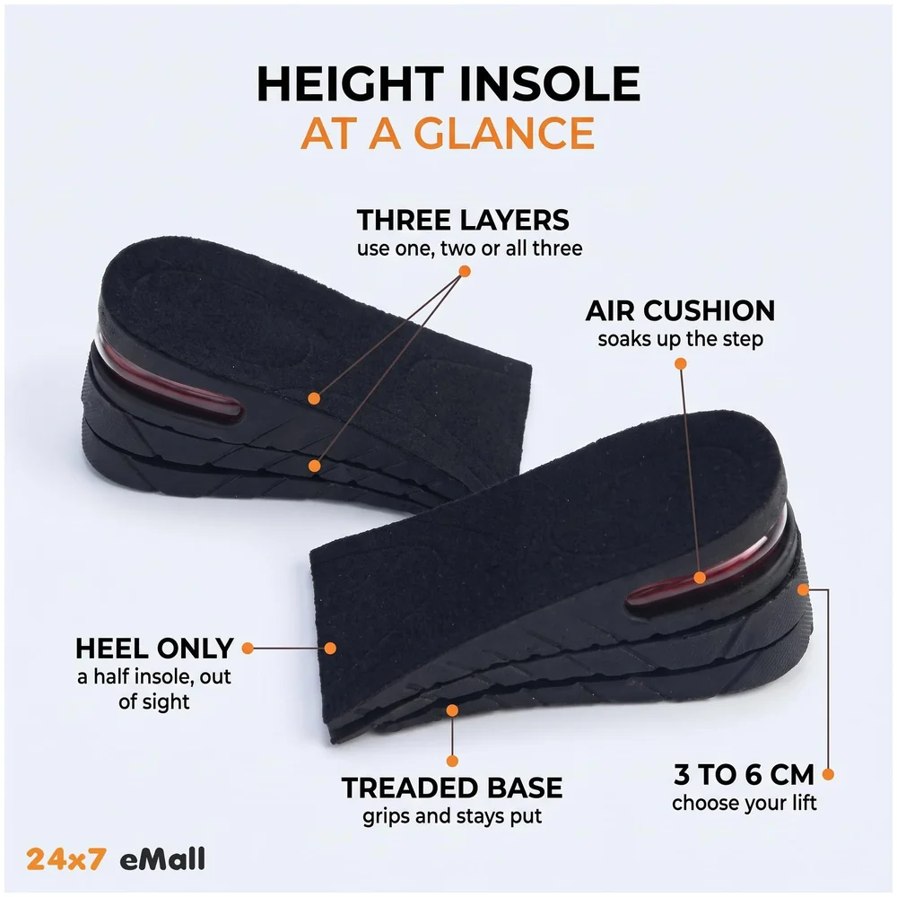 Pack of 2 Height Increase Insoles 3 Layer EVA Shoe Lifts 6 cm
