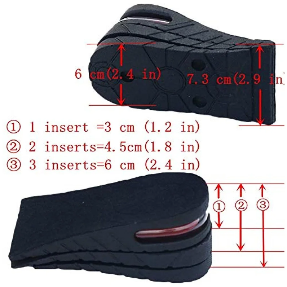 Pack of 2 Height Increase Insoles 3 Layer EVA Shoe Lifts 6 cm