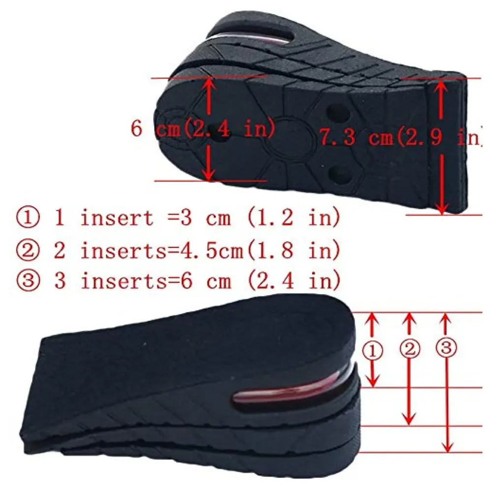 Height Increase Insole 3-Layer Air up Shoe Lifts Elevator Shoes Insole -6 cm(2.4inches) Heels Lift Inserts for Men and Women - 3
