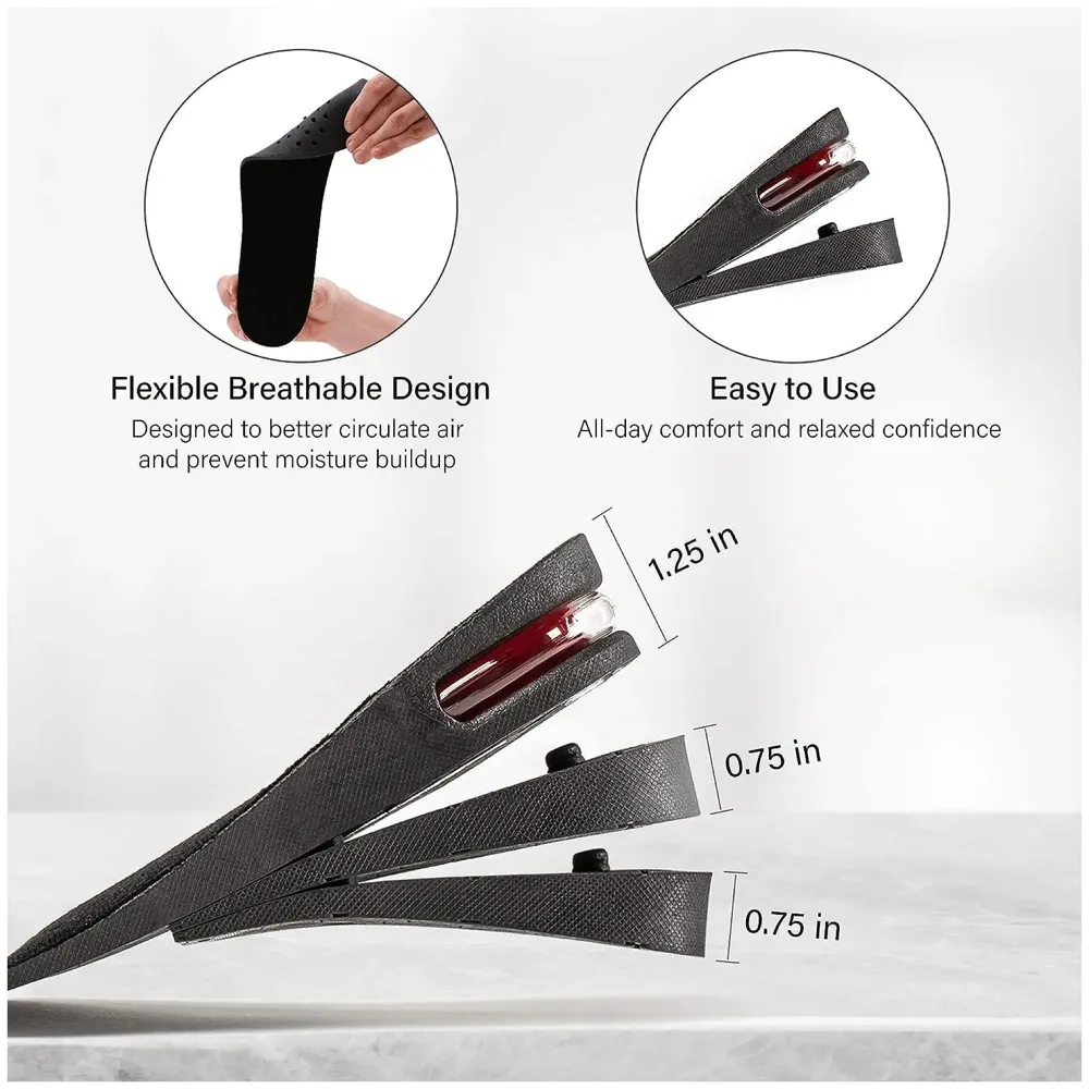 Height Increase Insole 3-Layer Air up Shoe Lifts Elevator Shoes Insole -7 cm(2.75 inches) Heels Lift Inserts for Men and Women - 2