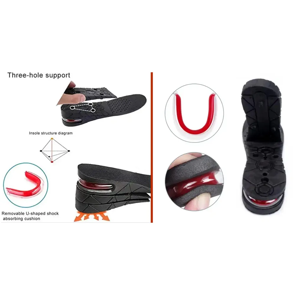 Height Increase Insole 3-Layer Air up Shoe Lifts Elevator Shoes Insole -7 cm(2.75 inches) Heels Lift Inserts for Men and Women - 6