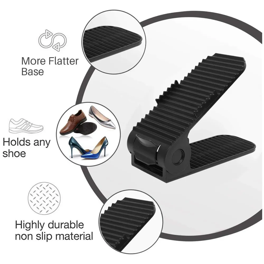 4pc Shoe Slots Organizer, Home Double Layer Shoe Slots Organizer-Space Saver Rack Holder for Shoes Adjustable Space Saver Storage Rack Holder (Blue, 4)
