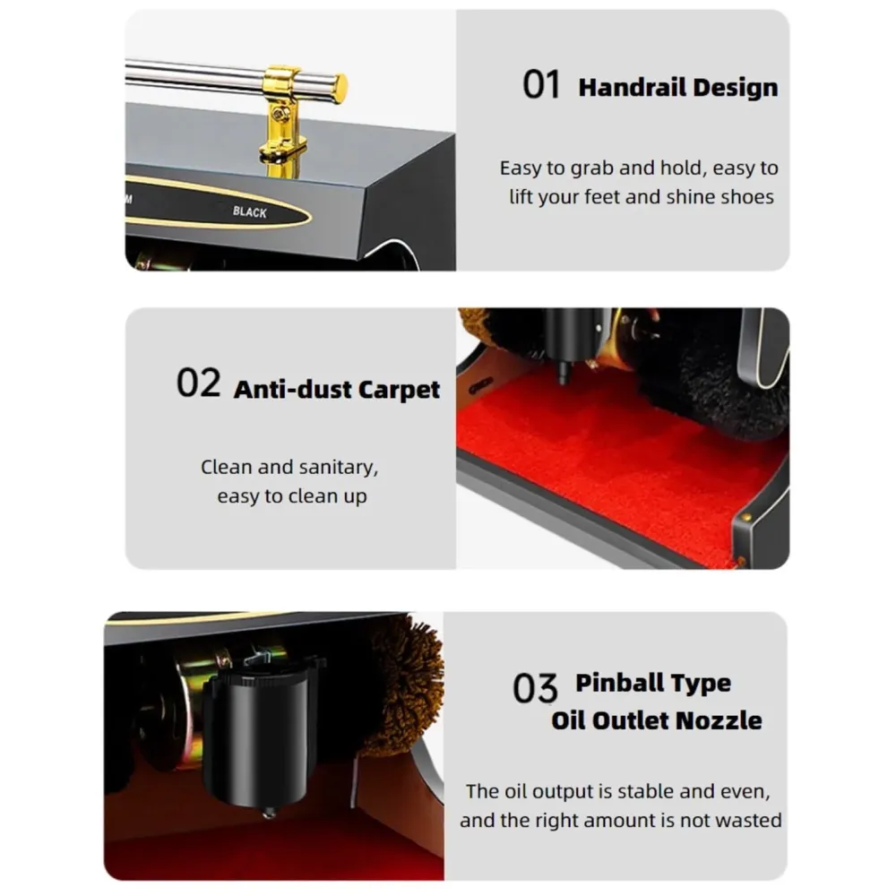 Automatic Shoe Polishing Machine, Buff Polisher, Polish, Shining, Cleaner Machine For Hotel, Mall, Lobby, office, Home, Washroom – 34 x 34 x 17 Cm