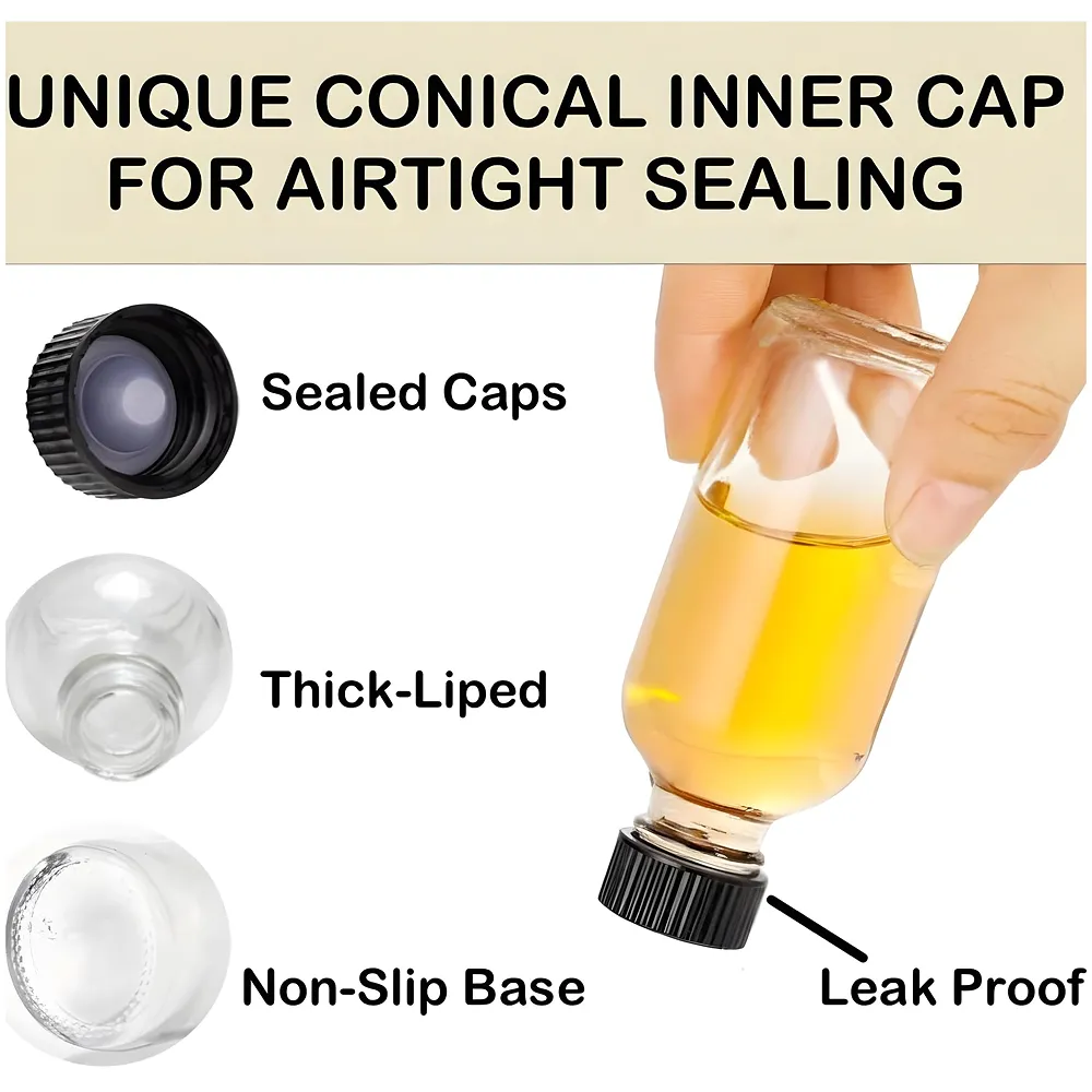 12 Pcs Glass Shot Bottles 60 ml Airtight Leak Proof 3.7 Inch Set