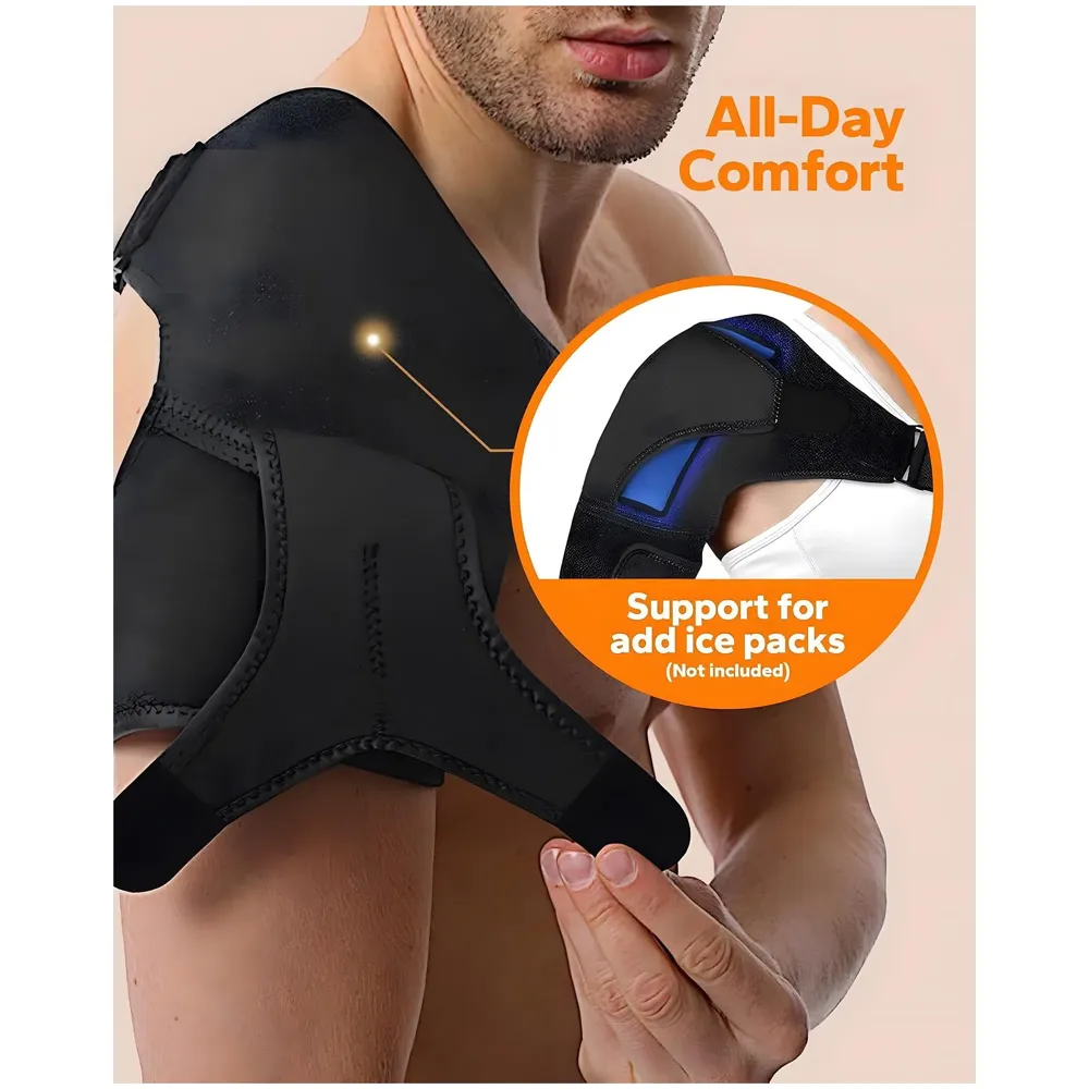 Shoulder Brace, Rotator Cuff Support Brace and Arm Sling for Pain Relief, Shoulder Compression Sleeve for Preventing Strains and Dislocation, Adjustable Fits Left and Right Arm, Men & Women - 4
