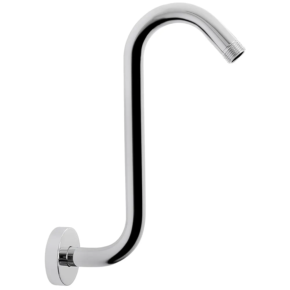 12 Inch High Rise Goose Neck Curve Shower Arm S-Bend To Elevate the Shower Higher, Silver Compatible With all Showers - 30 cm, 12 inch
