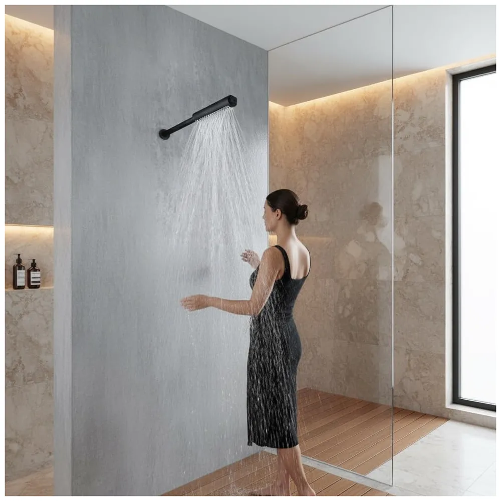 Bathroom Shower Head with Arm Attcahed 50 cm Long, 25 cm Rod And 25cm Shower, Black Colour For Bathing Unquie design Premium