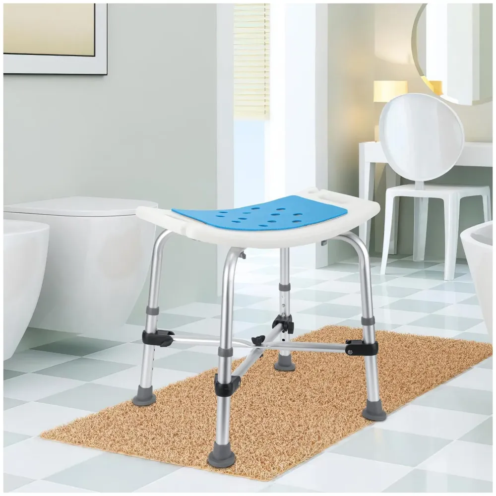 Shower Chair, Adjustable Bath Stool - Medical Anti-Slip Bench Bathtub Stool Seat with Durable Aluminum Legs for Elderly, Senior, Handicap & Disabled. 51 x 51 x 34 cm - 8
