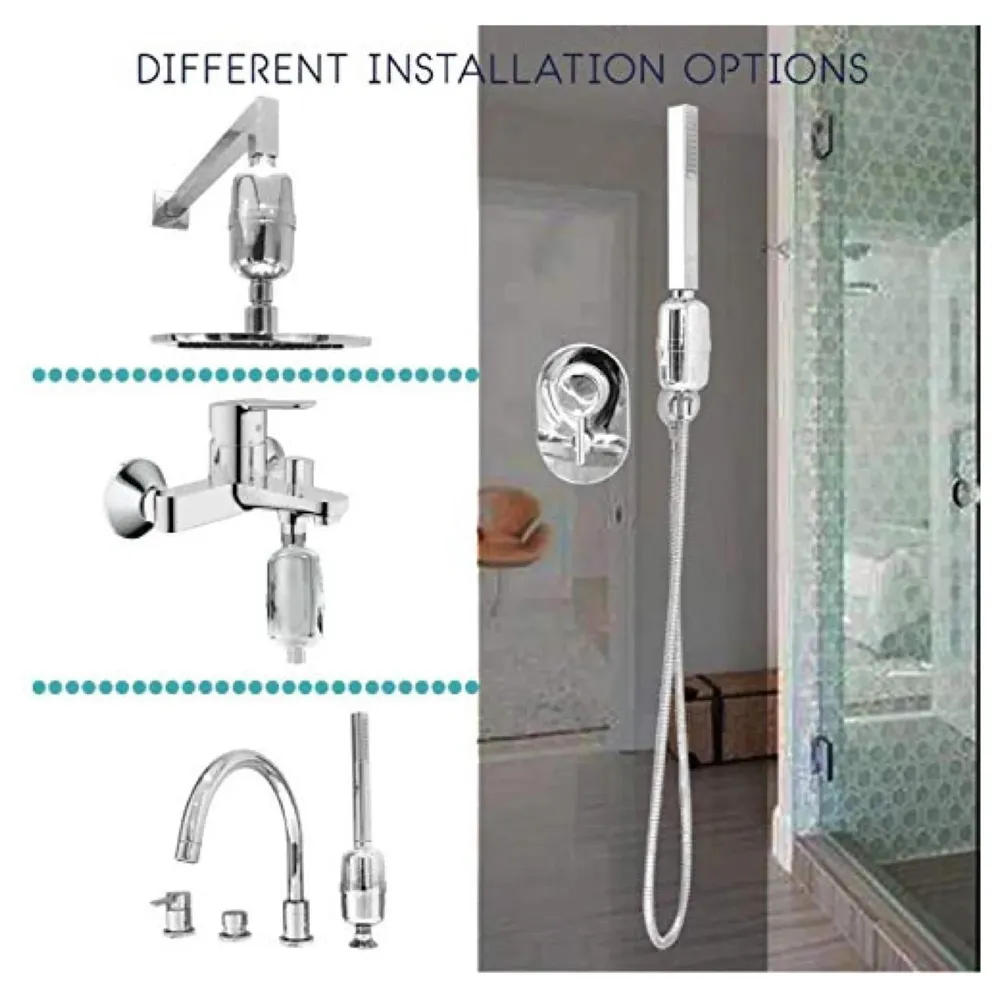 Shower Water Filter for Hard Water Iron Remover with 8 Stage Filtration Process, Universal Adaptor Build-in for All Showers and Taps - 2