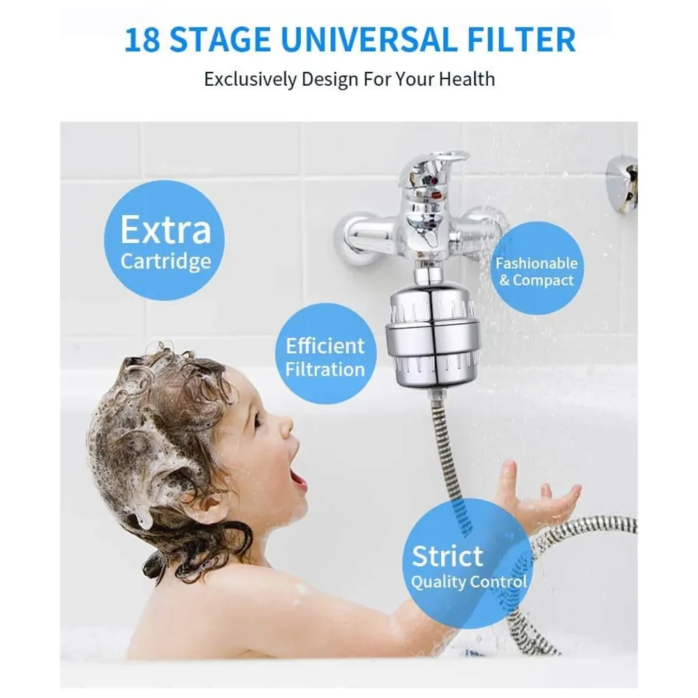 Upgraded 18 Stage Shower Filter Hard Water Softener Water Filter For Bathroom Kitchen High Output Revitalizing Tap Filter Multi-Stage Cartridge With Activated Carbon