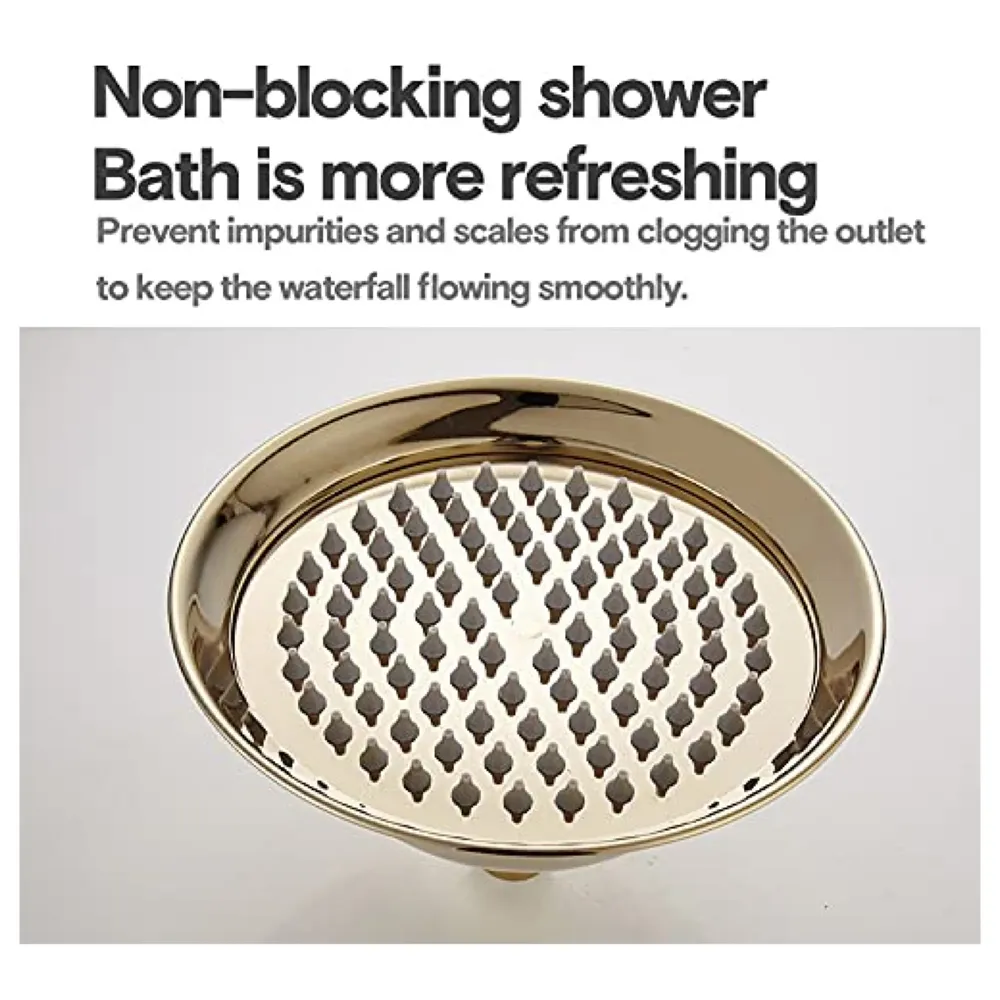 Gold Shower Golden PVC rust free Victorian Golden 8 inch Diameter, light Weight, Adjustable - 6